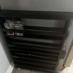 Slim 4 Tier Black Wooden Storage Rack Cart