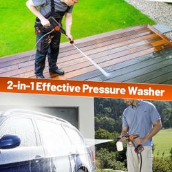 Lemolify 6000mAh Battery Pressure Washer, Electric Power Washer Cordless, Portable Car Pressure Washer Handheld with 6-in-1 Nozzle,17FT Drain Hose, Po