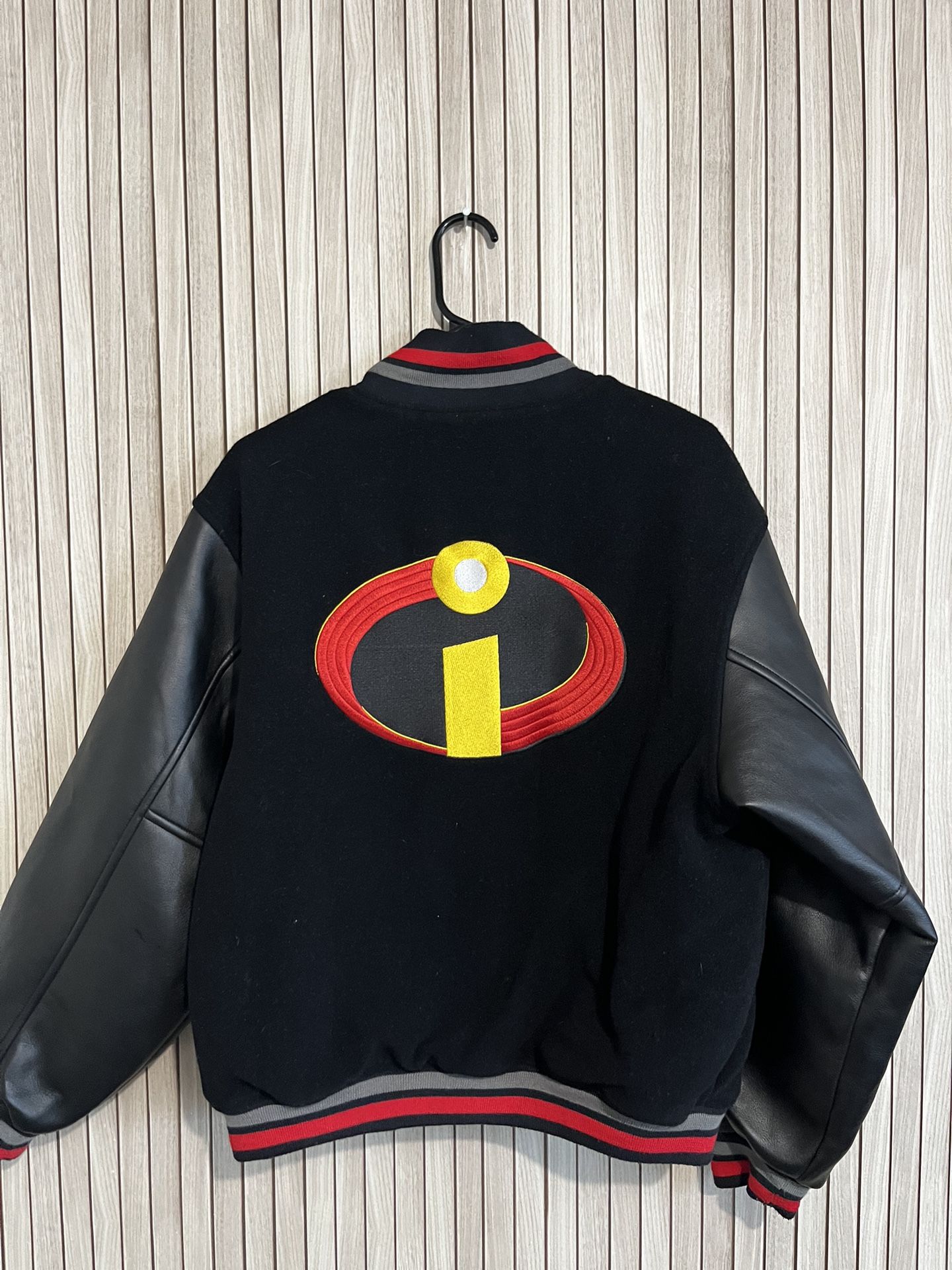 Disney The Incredibles Varsity Jacket Size Small Leather Vintage Rare Promotion Pixar