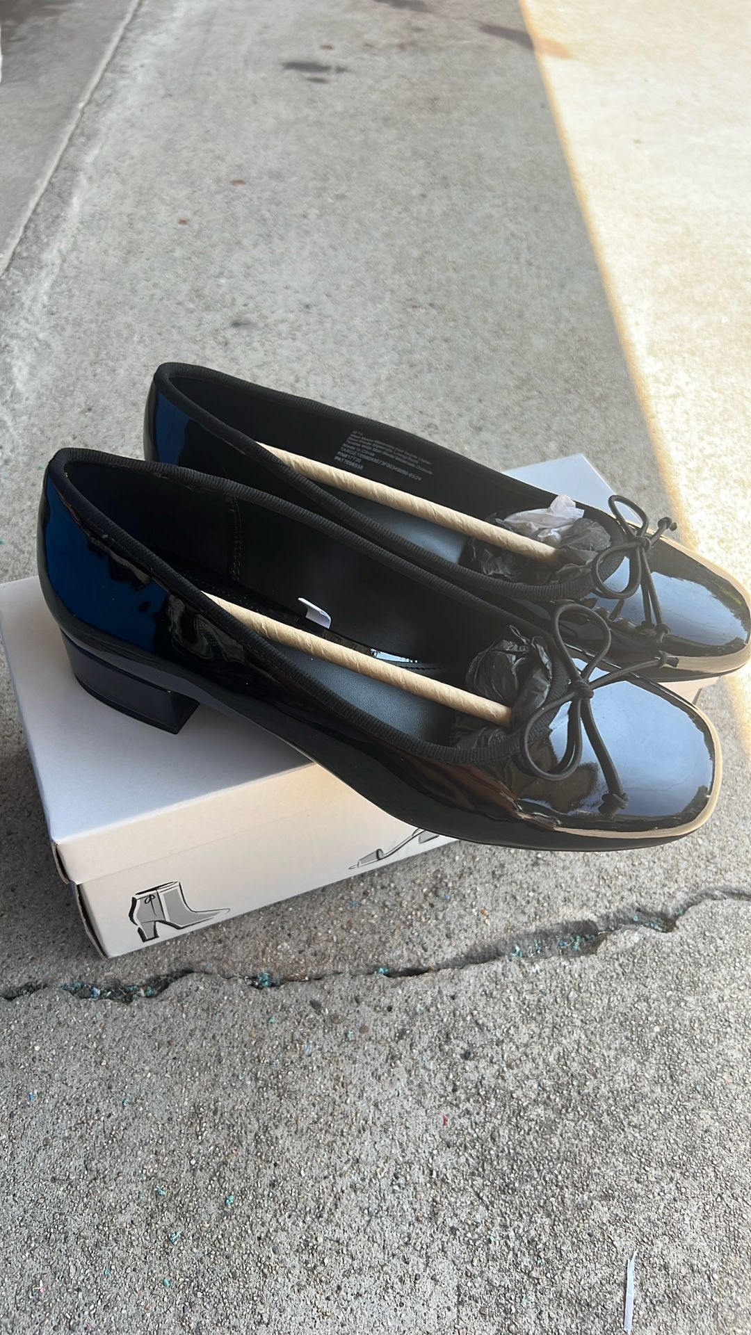 Black Ballet Flat Kitten Heel