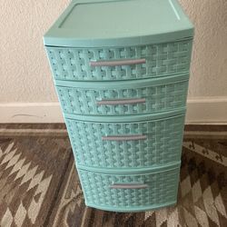 Perfect For DORM  Great Sterilite Plastic 4 Drawer Weave Tower Classic Mint 