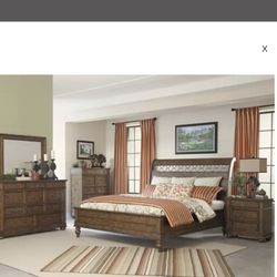 King Sleigh Bed, Two Nightstands And Dresser