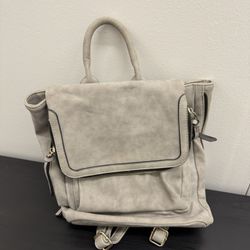 Convertible Backpack / Shoulder Bag – Taupe (Faux Suede)