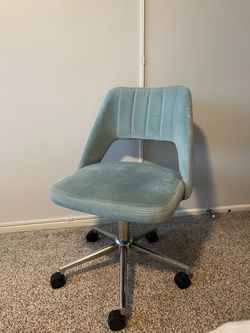 Desk chair - Teal/Tiffany Blue Velvety Spinning and Wheeled Desk Chaie