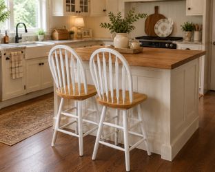 Colonial Style Counter Height Chairs – Solid Wood Set of 2
