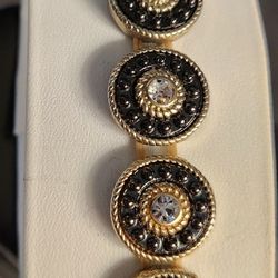 Black & Gold  Crystal Bead Bracelet