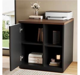 23" Black w/ Walnut Top File Cabinet  - BW023 (We Have 2 Available - Price is Per)