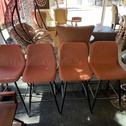 COUNTER STOOLS: Set of 2, dark TerraCotta  Stools As Is (wear & tear) SKU YFYQFB