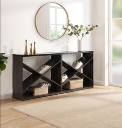 Modern Dark Wood X-Frame Console Table