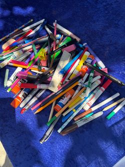 Lots of pencil pen crayons altogether $5