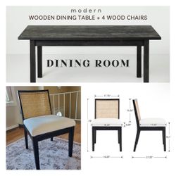 NEW - Wood Dining Table 72" + 6 Wooden Chairs
