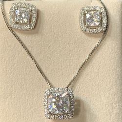 Charles & Colvard Moissanite Diamond Necklace & Earrings 