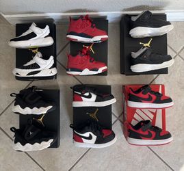 6 Pairs Of Nike And Jordan Toddler Shoes. Size 5C And 6C