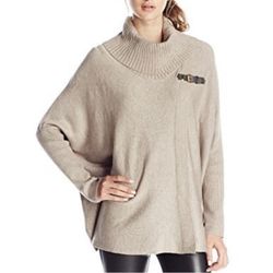 Calvin Klein Cowl Neck Poncho Sweater Women’s Size Medium Long Sleeve Tan Knit NWT