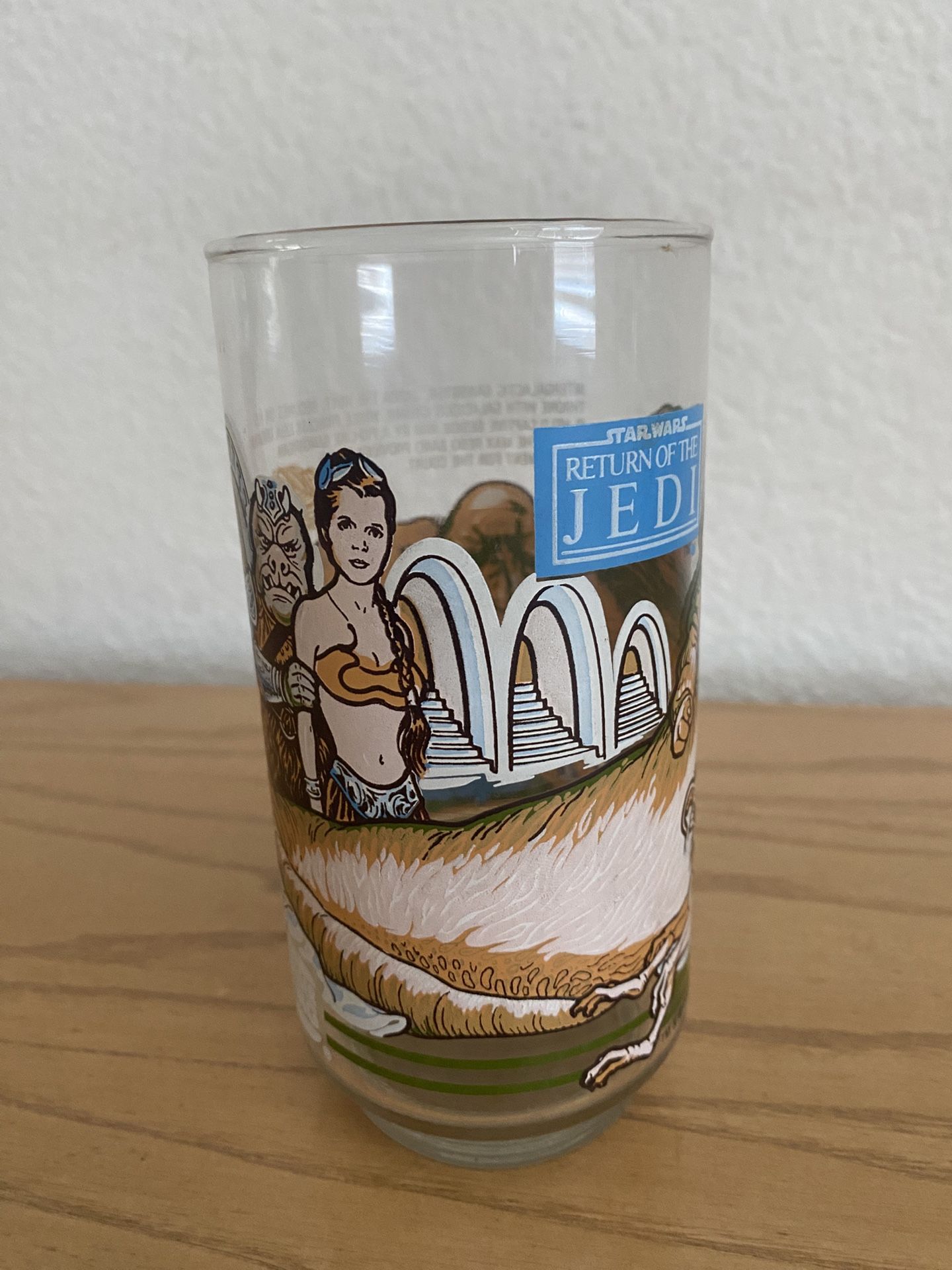 Star Wars Return of the Jedi 1983 Vintage Glass Jabba & Leia