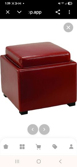 Red / maroon Ottoman with Bobbie tray