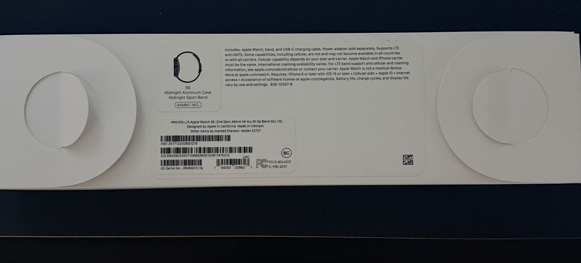 Apple Watch SE (2nd Gen) Midnight Aluminum GPS & Cellular 