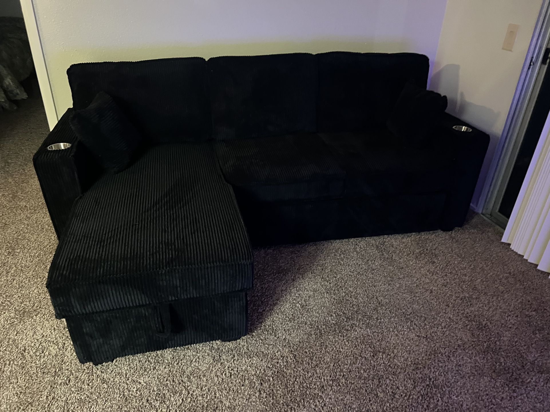 New Corduroy Reversible Convertible Couch. 89x34x36H. Free Delivery!