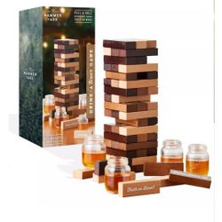 Drink-A-Tower 54 Wooden Blocks Adult Drinking Game 4 Shot Glasses Party