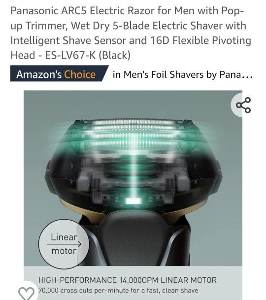 PANASONIC ES LV67 RAZOR FOR NAN POP WET DRY 5 BLADE TRIMMER
