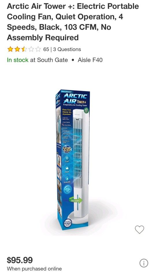 NEW ARCTIC AIR TOWER FAN