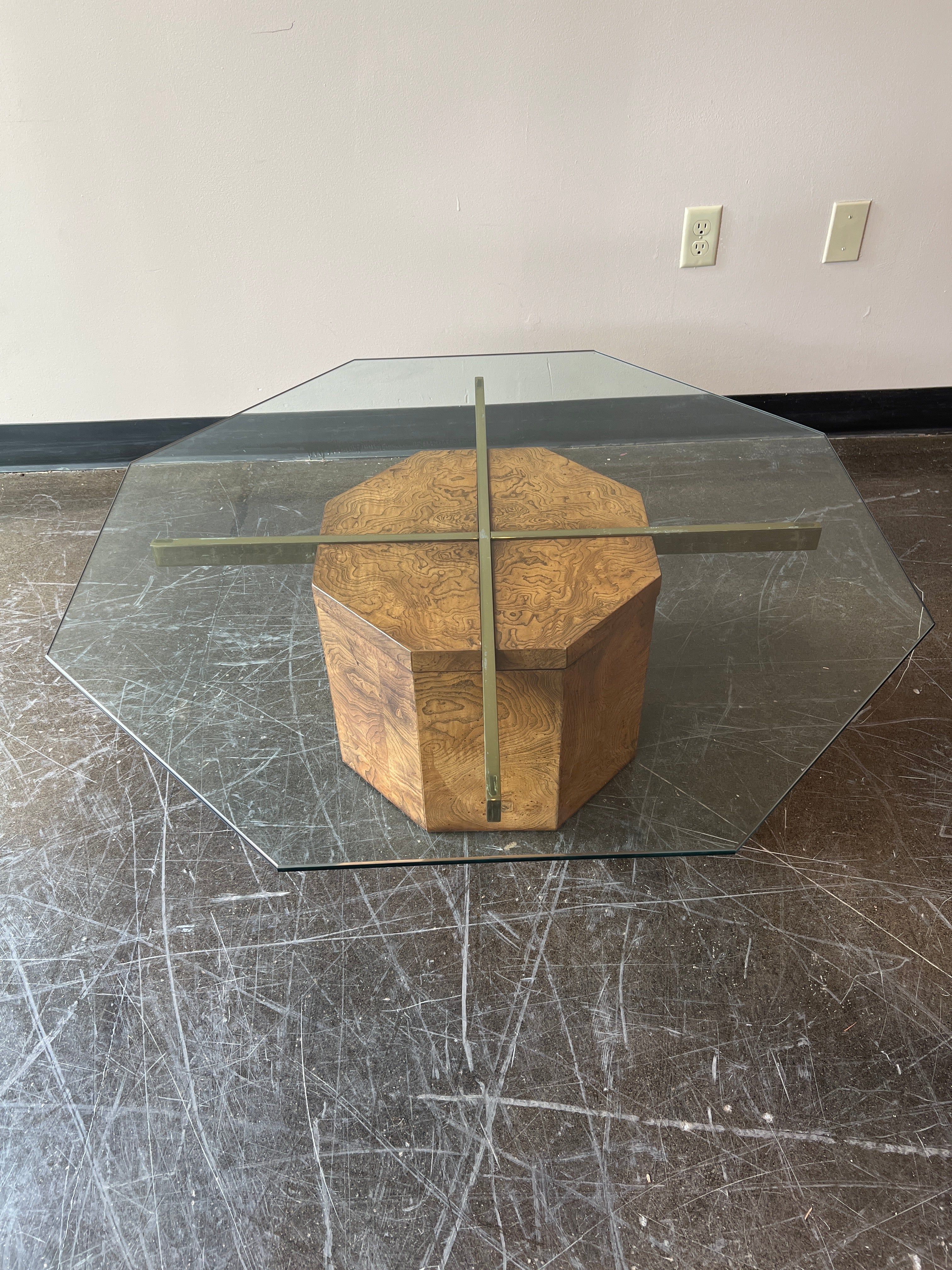 Lane Furniture Hexagon MCM Glass Top Coffee Table