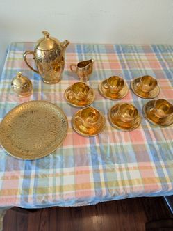 Vintage weeping gold  ceramic coffee set