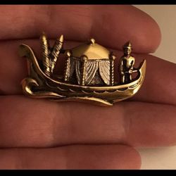 Vintage Signed Germany Asian Oriental Tent Boat Brooch 