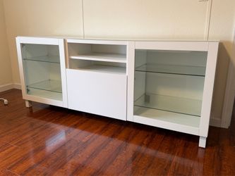 IKEA White TV Console with glass stop