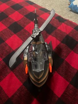 2005 Batman Begins Batcopter Vehicle 12" Blade Action DC Mattel Black Gold