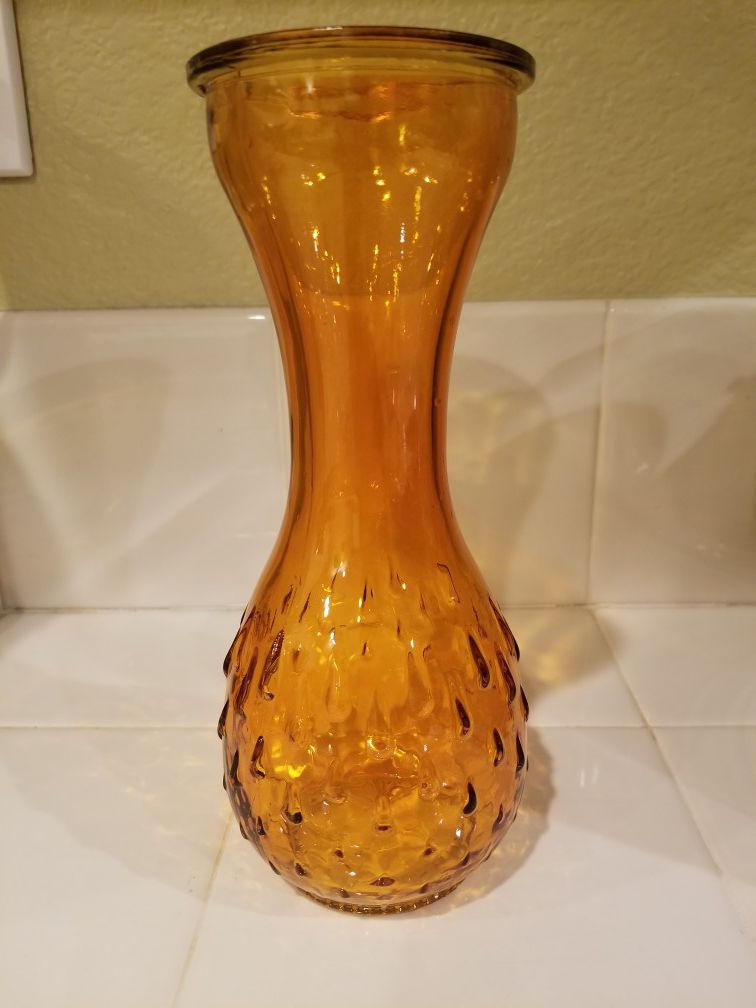Amber glass vase 9"