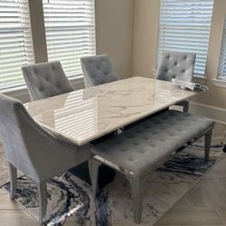 Kitchen Table 4 Chairs, One Bench