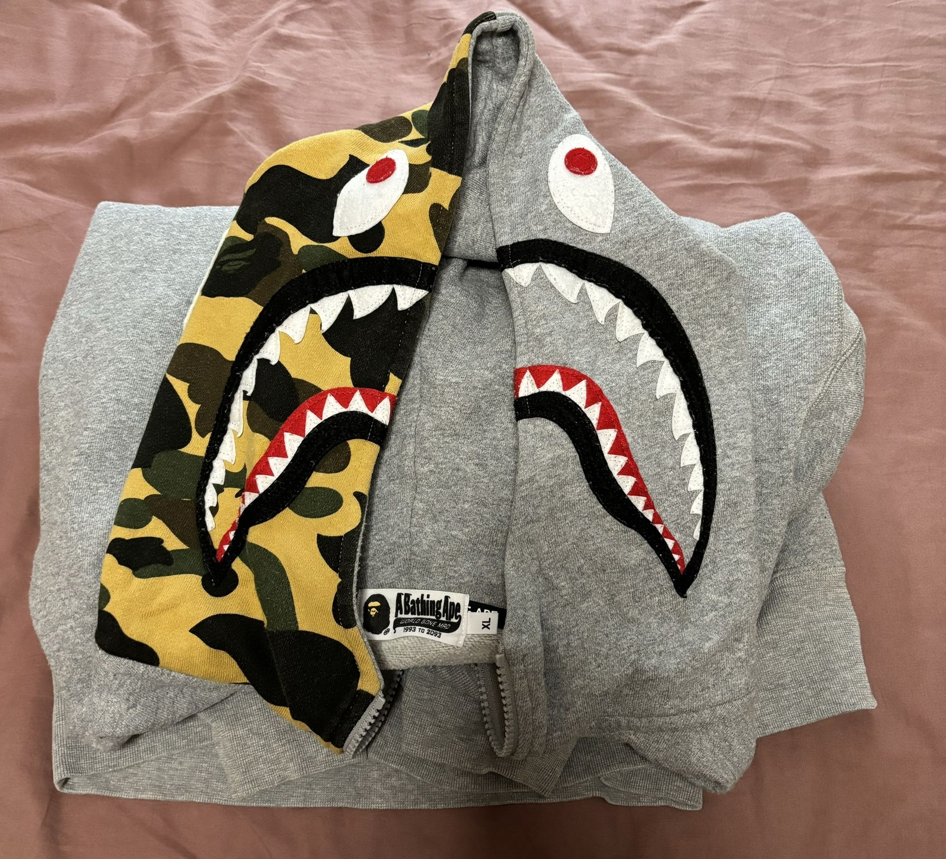 Bape Shark Hoodie Half Zip Grey XL
