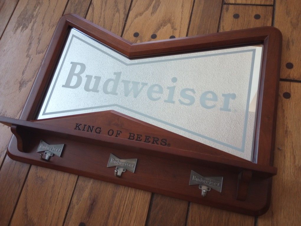 Budweiser Official Mirror / Coat Rack/Shelf Limited Edition No Longer Made.