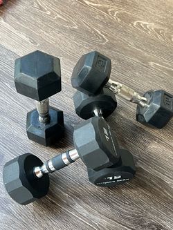 Rubber Hex Dumbbells Set 10 and 12 lb