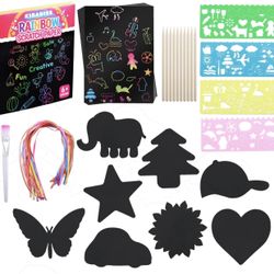 Rainbow Scratch Paper Set 93 PCs Arts and Crafts Supplies Scratch Paper Set 