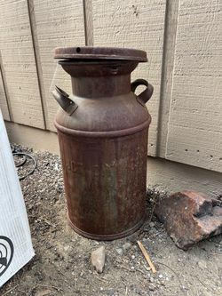 Vintage Metal Milk Can with Lid