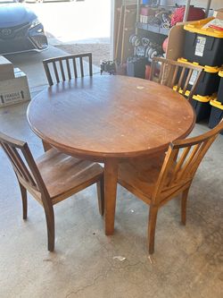 Round Wooden Dining Table with 4 Chairs