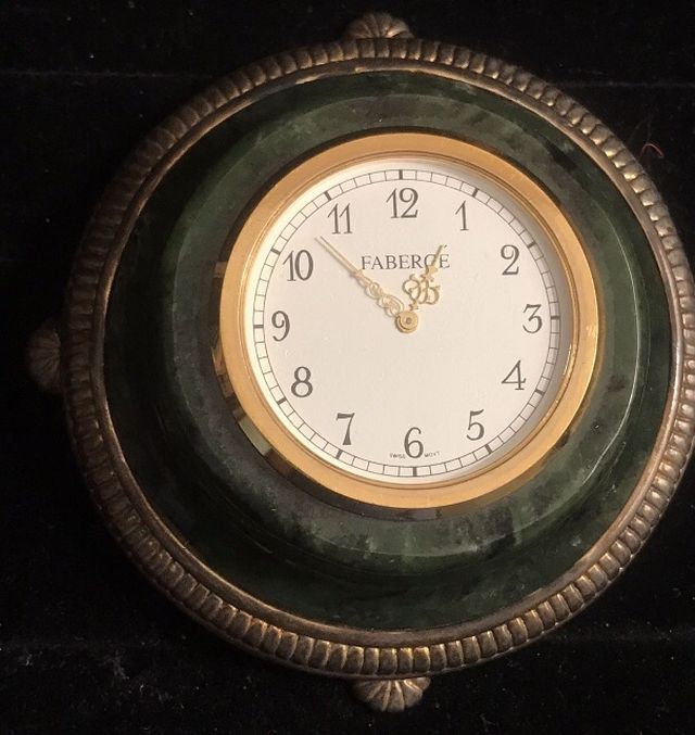 Antique Silver Faberge Desk Clock