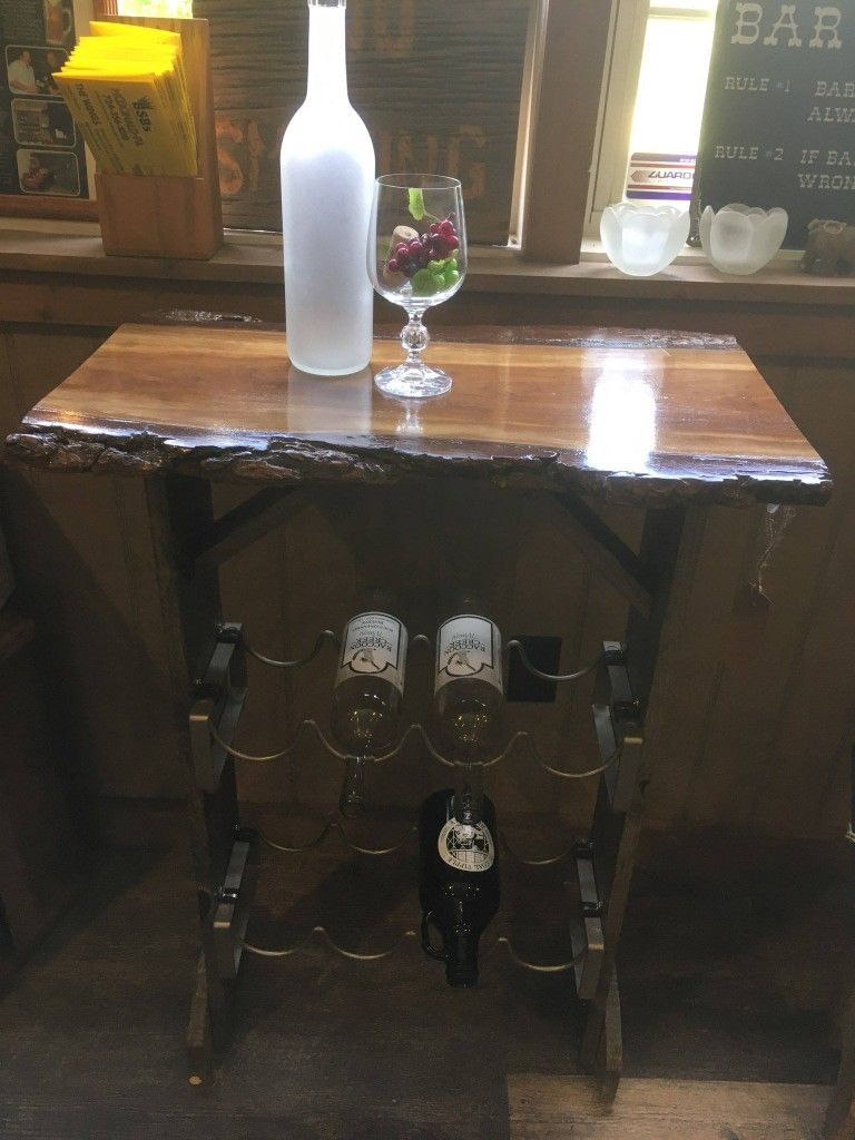Live Edge Black Walnut Wine Rack Table / Shelf
