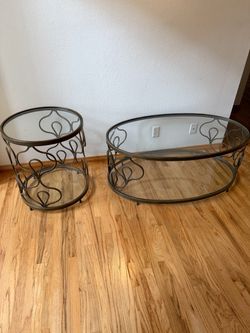 Glass Top Coffee Table & End Table Set – Heavy Duty Metal – $100 OBO
