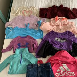 Girls Clothes Size 7/8 Sweaters, Jackets, Denim Shorts, Rain Coat 