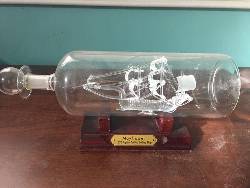 Mayflower glass ship in a bottle