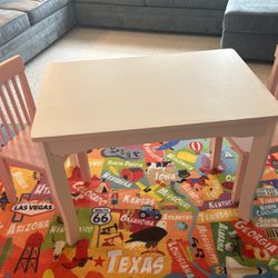 Hayneedle Table With 2 Chairs + USA Children’s Educational Area Rug (5’3” X 6’6”)
