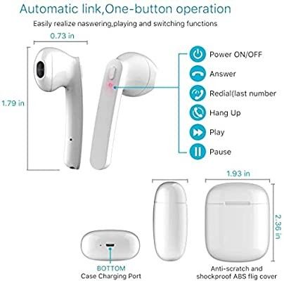 Wireless Earbuds Bluetooth 5.0,Wireless Bluetooth Headphones with Deep Bass HiFi Stereo Sound,Built-in Mic Earphones