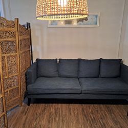 Long Comfy Blue Sofa