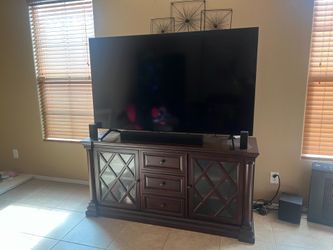 70 inch Samsung smart tv and and entertainment center