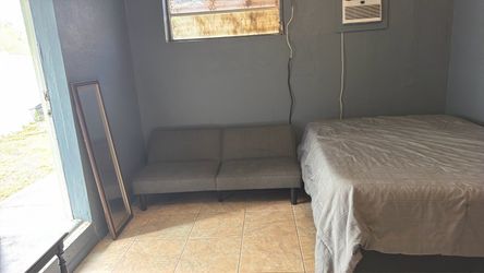 Queen bed nice mattress futon mirror