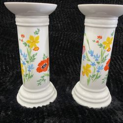Two Vintage Heinrich Germany Porcelain Candle Holders 
