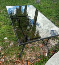Patio Table With Smoked Glass & Umbrella Holder